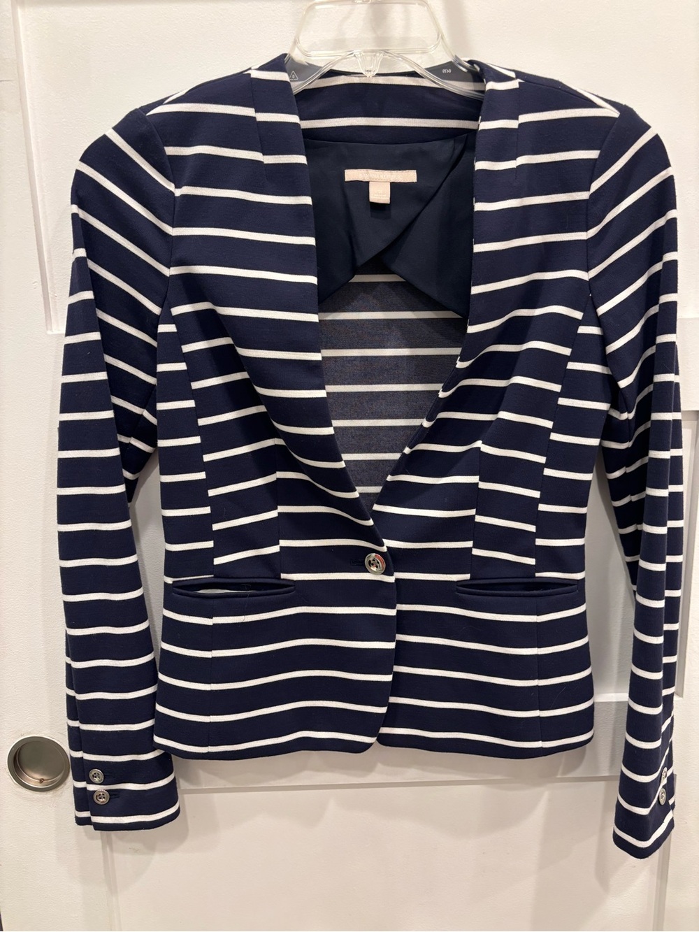 Banana Republic Navy and White Striped Blazer Nautical Yacht